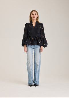 Aliah Garden Blouse - Black Garden Art