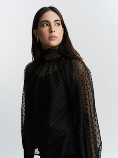 Lillian Organza Blouse - Black