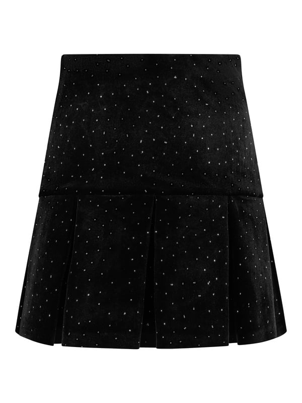 Sirina Stud Velour Skirt - Black