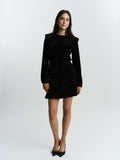 Sirina Stud Velour Skirt - Black