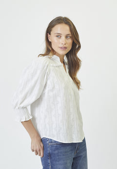 Emmacc Frill Ss Blouse - Off White
