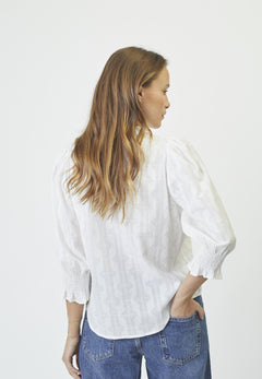 Emmacc Frill Ss Blouse - Off White