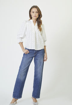 Emmacc Frill Ss Blouse - Off White