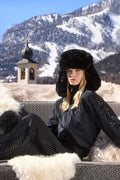 Cher Fluffy Aviator Hat - Black