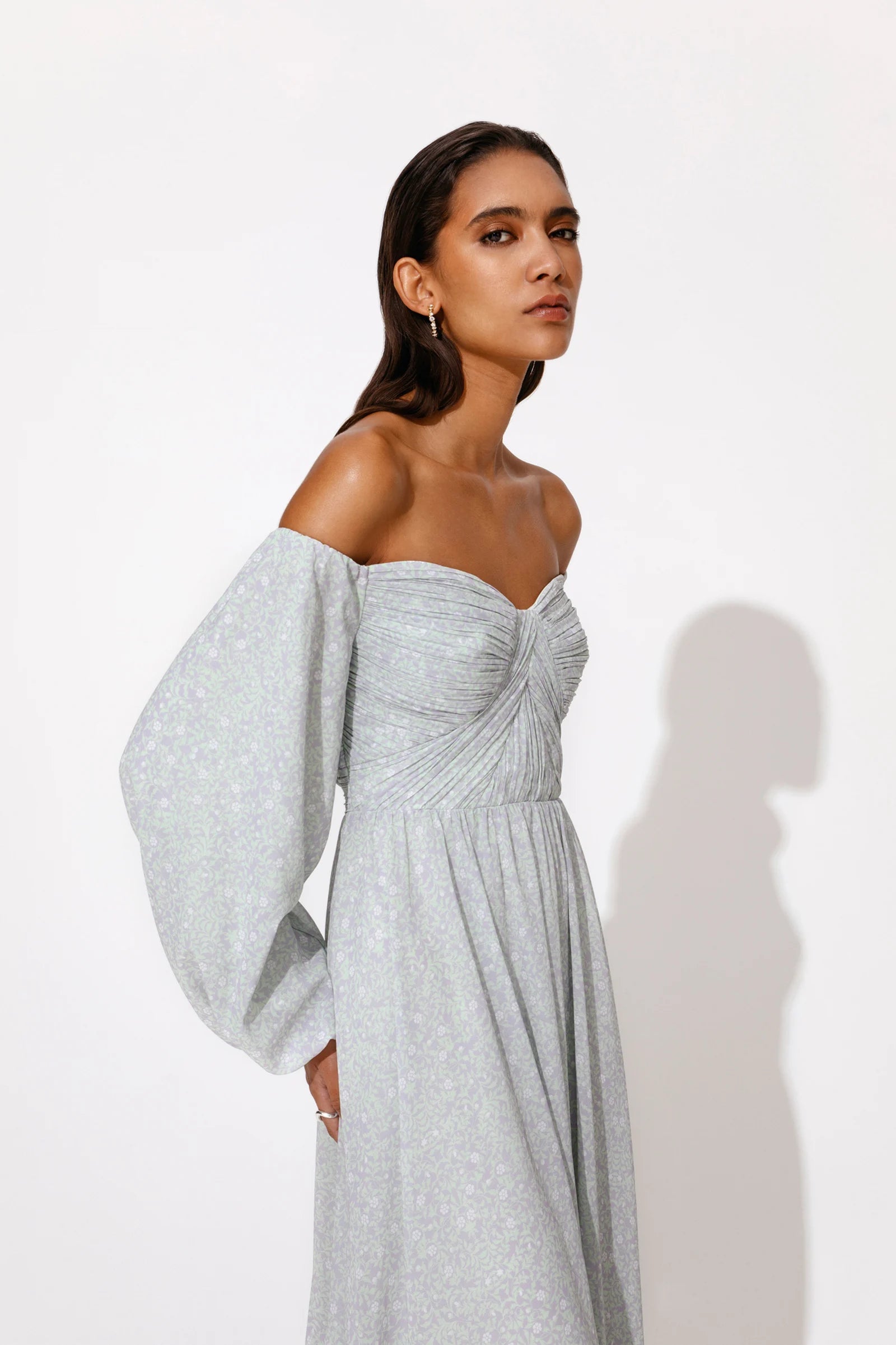 Draped chiffon 2025 maxi dress