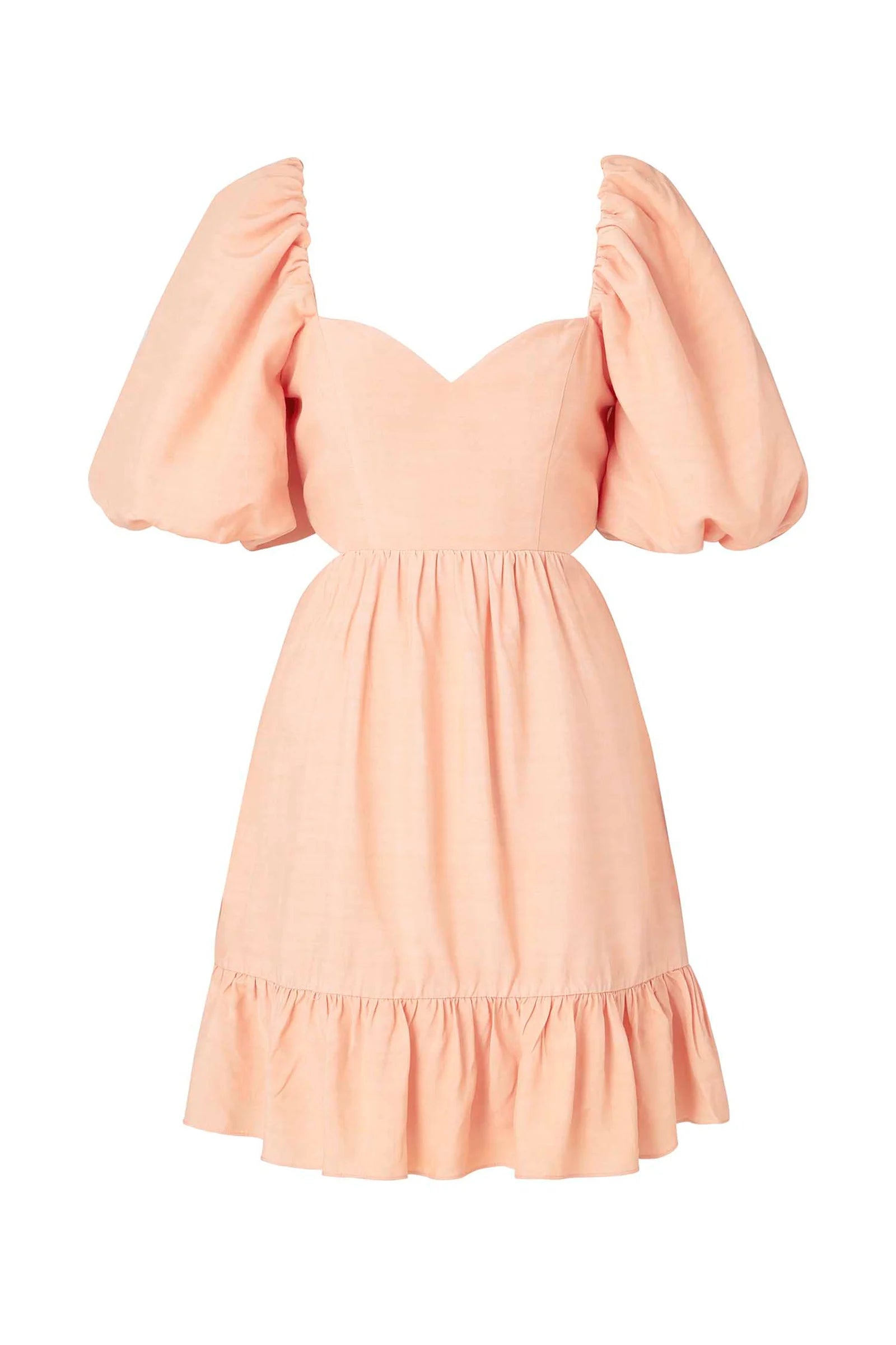 Louisa Pouf Sleeve Cut Out Mini Dress - Apricot