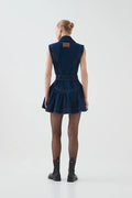 Elena Belted Denim Mini Dress - Dark Classic Wash