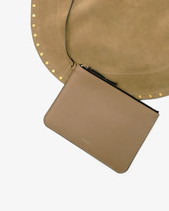 Oskan Hobo Soft Suede Leather Studded - Taupe
