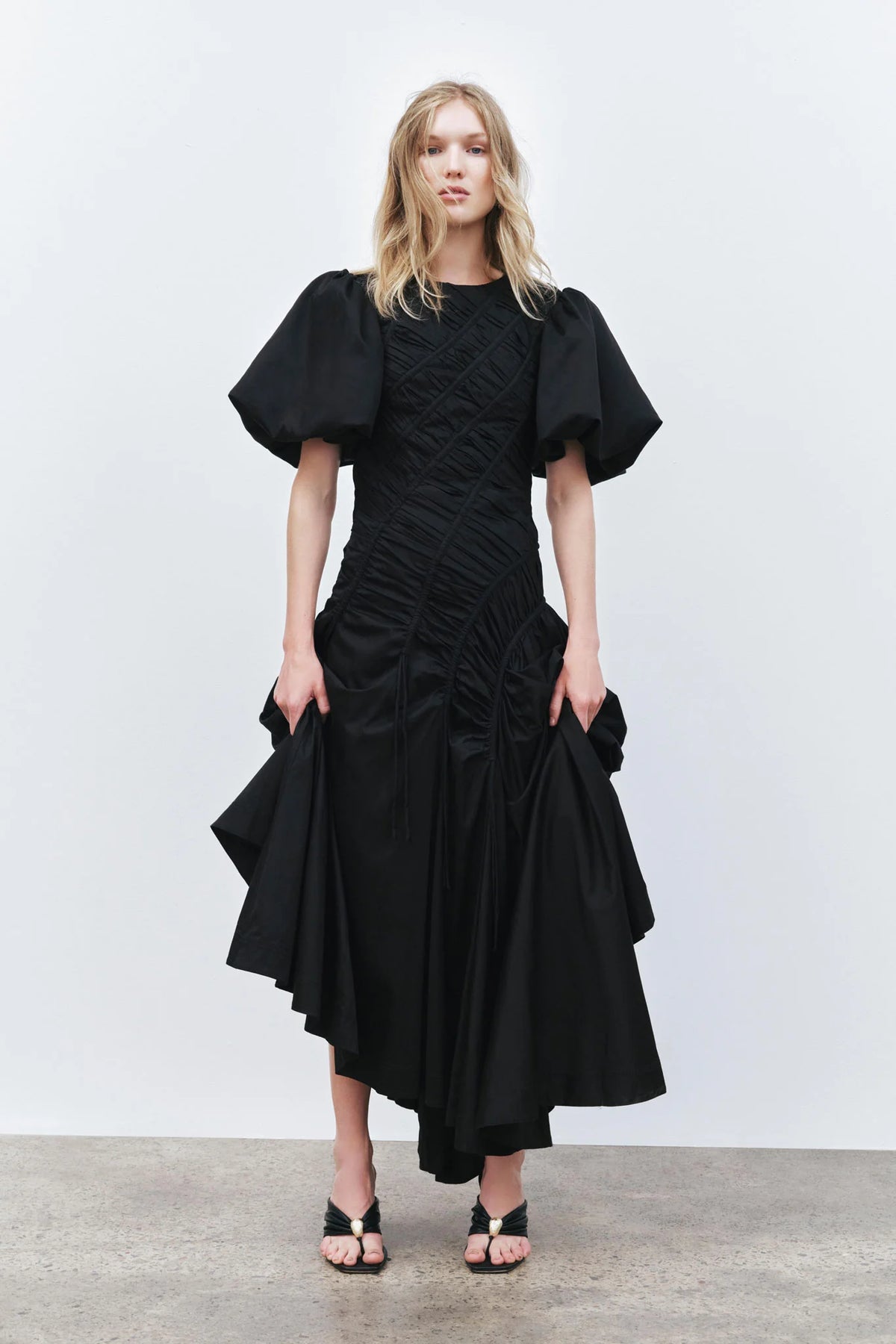 Wisteria Midi Dress - Black