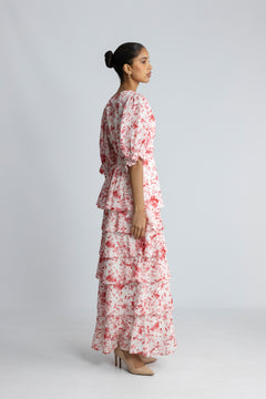 Noorie Blur Print Dress - Red