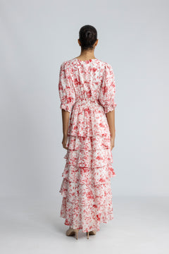 Noorie Blur Print Dress - Red