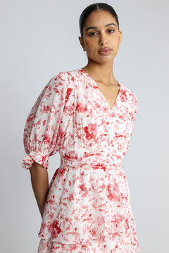 Noorie Blur Print Dress - Red