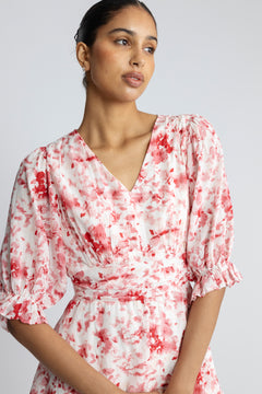 Noorie Blur Print Dress - Red