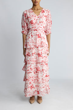 Noorie Blur Print Dress - Red