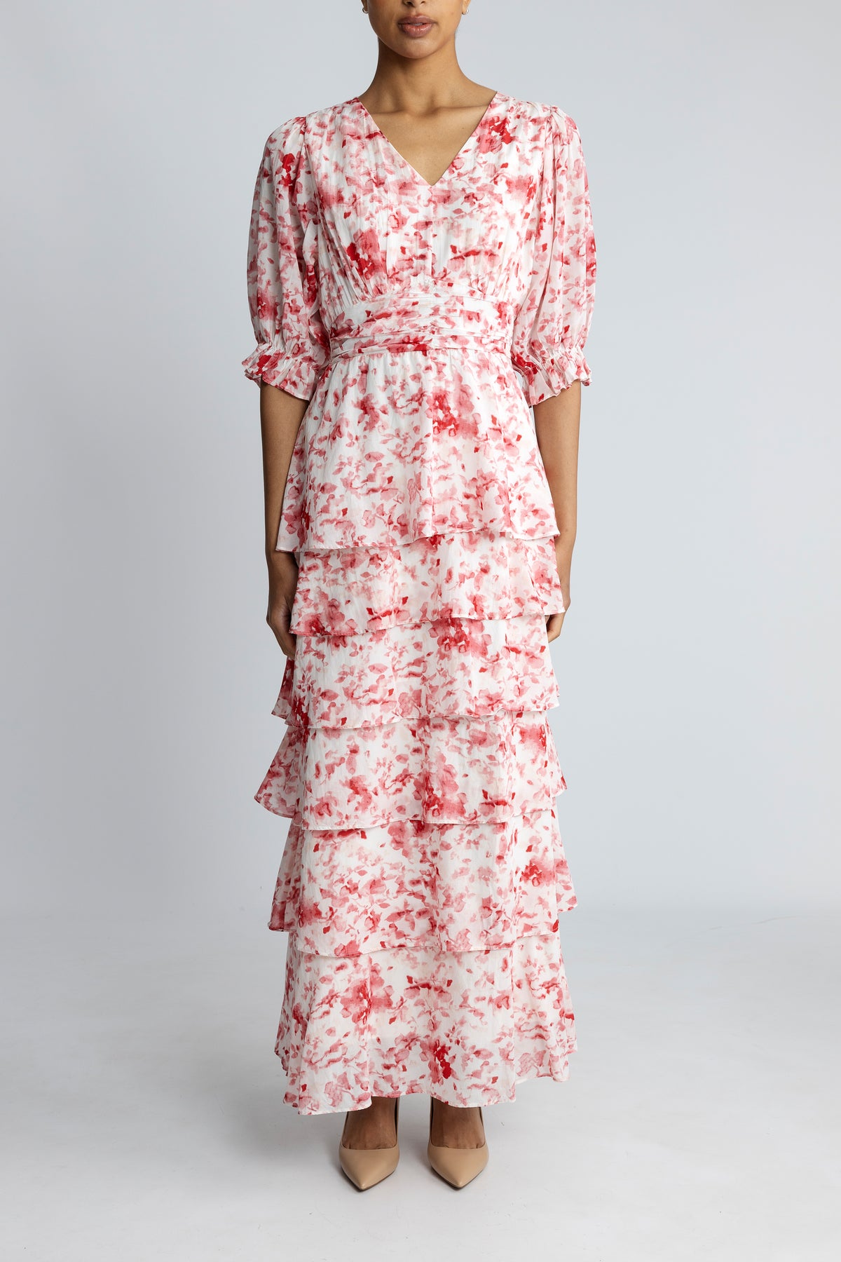 Noorie Blur Print Dress - Red