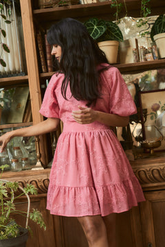Svanhild Flower Mini Dress - Pink Flower