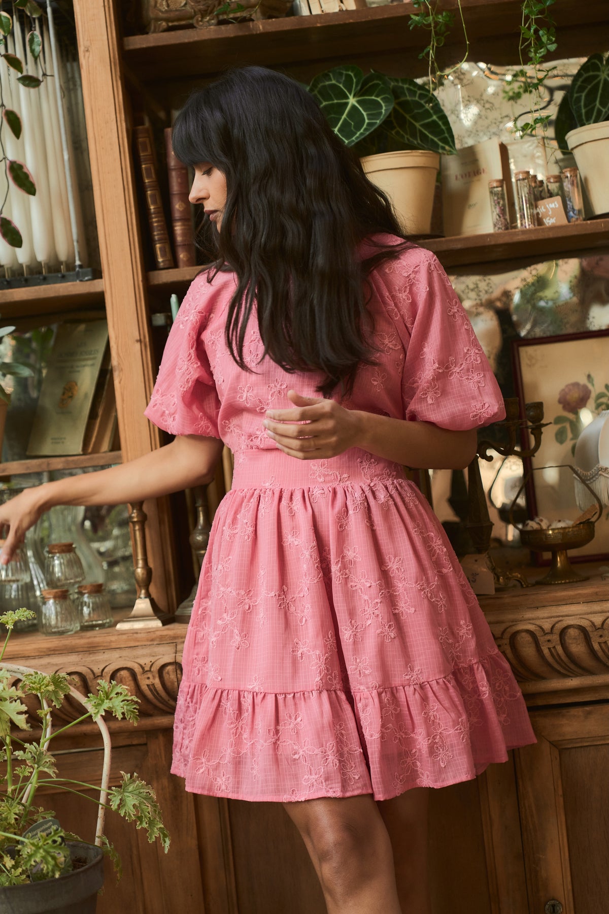 Svanhild Flower Mini Dress - Pink Flower