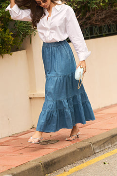 Ellen Denim Maxi Skirt - Blue