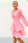 Jade Wave Watercolor Dress - Pink