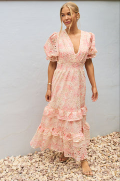 Nanni Maxi Emb Dress - Pink