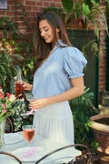 Signy Stripe Emb Blouse - Blue Stripe