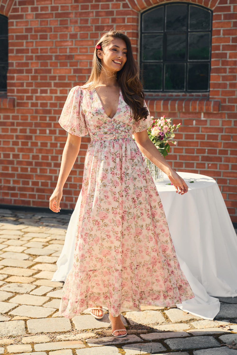Nordalill Flower Maxi Dress - Pink Floral