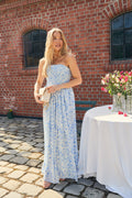 Meya Chiffon Bandeau Dress - Blue Print