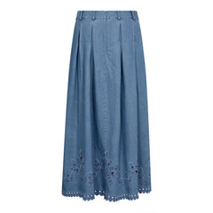 Tillycc Pleat Emb Skirt - Denim Blue