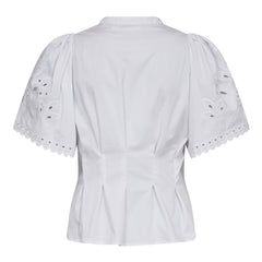 Poppycc Emb Ss V-Shirt - White