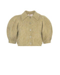 Hairy Knit Puffed Jacket - Green