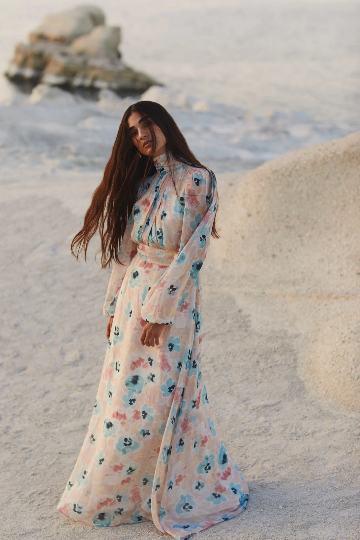 Valerie Open Back Silk Blend Maxi Dress - Florals