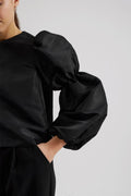 Zoey Double Pouf Sleeve Blouse - Black