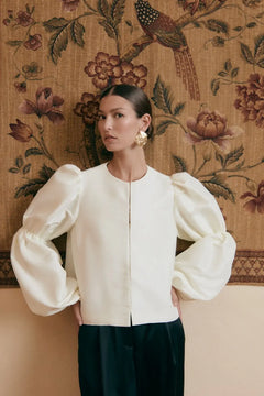 Zoey Double Pouf Sleeve Blouse - Vanilla