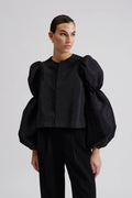 Zoey Double Pouf Sleeve Blouse - Black