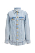 Tia Fitted Denim Shirt - Light Wash Blue