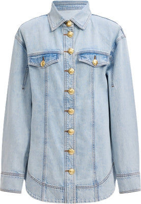 Tia Fitted Denim Shirt - Light Wash Blue