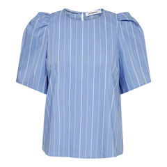 Terancc Stripe Ss Blouse - Pale Blue