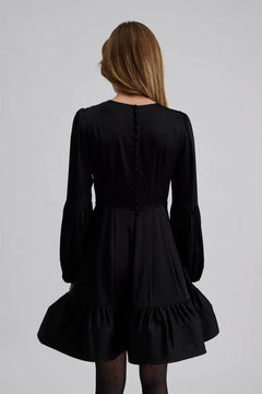 Jasmine Ruffled Mini Dress - Black