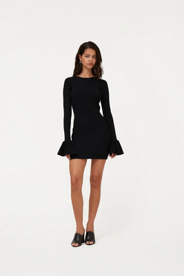 Knit Mini Cutout Dress - Black