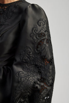 Molly Broderie Anglaise Scallop Hem Mini Dress - Black
