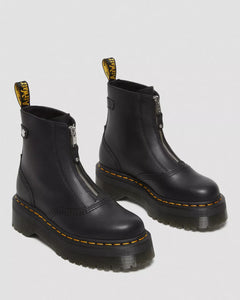 Jetta Zipped Leather Platform Boots - Black Sendal