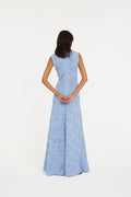 Flower Mesh Maxi Dress - Skyway (Blue)