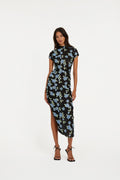 Mesh Asymmetric Dress - Black Comb