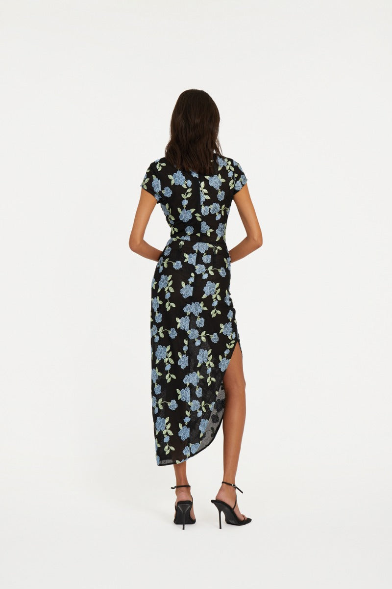 Mesh Asymmetric Dress - Black Comb