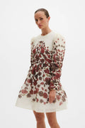 Leoni Silk Blend Mini Dress - Wine Peony