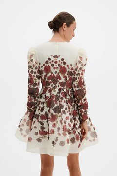 Leoni Silk Blend Mini Dress - Wine Peony