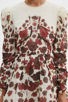 Leoni Silk Blend Mini Dress - Wine Peony
