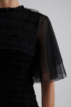 Minnie Short Sleeve Lace Mini Dress - Black