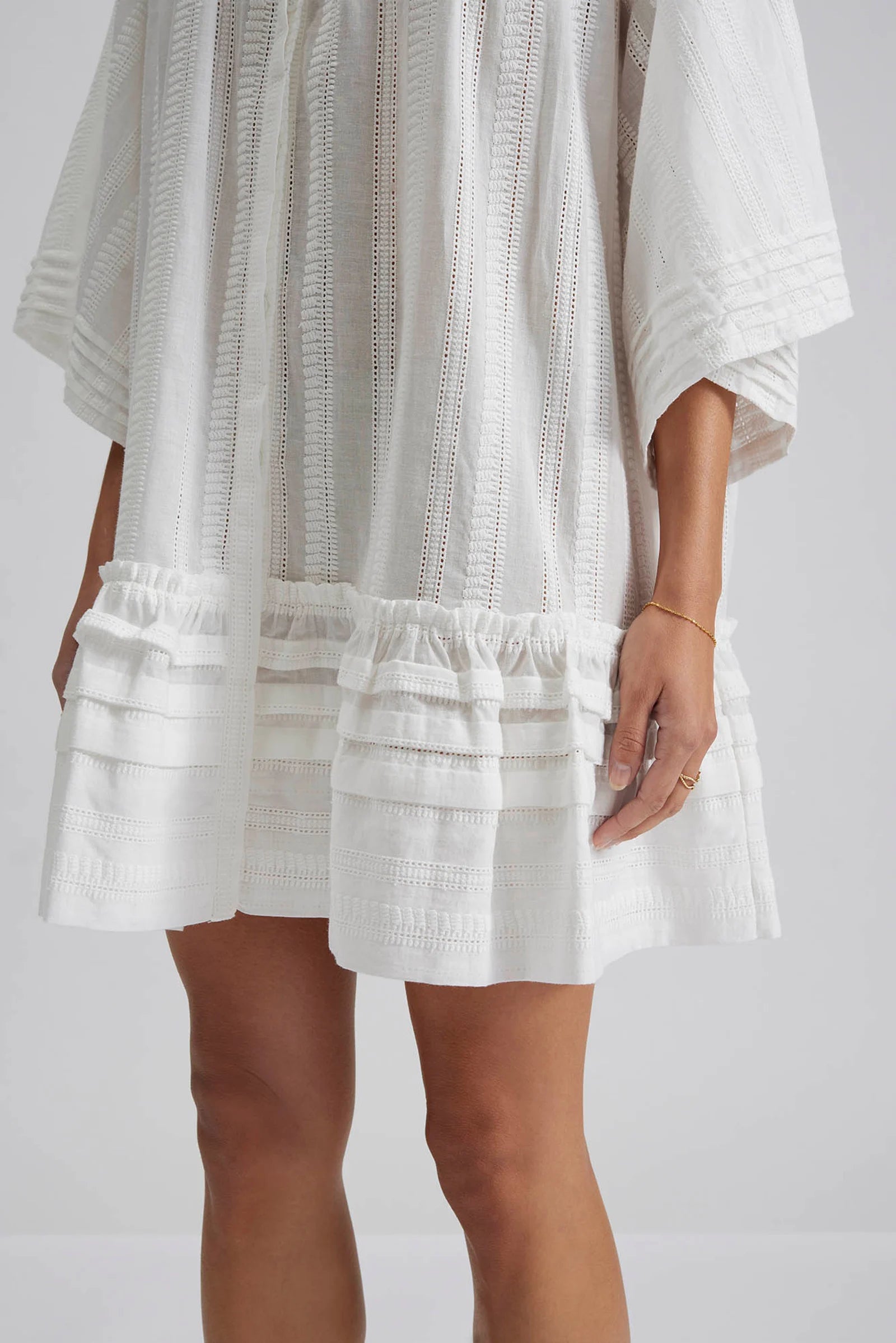 Ester Embroidered Cotton Mini Dress - White