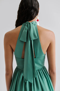 Fern Halterneck Ruffled Mini Dress - Deep Aqua